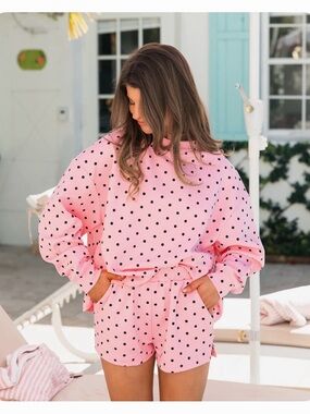 Women's Pink Polka Dot Lounge Set by